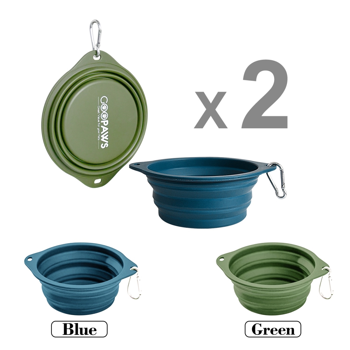 Picture of GOOPAWS GDB-16BLGN GOOPAWS GDB-16BKGR GOOPAWS 2 Pack Silicone Non-Skid Dog and Cat Bowl