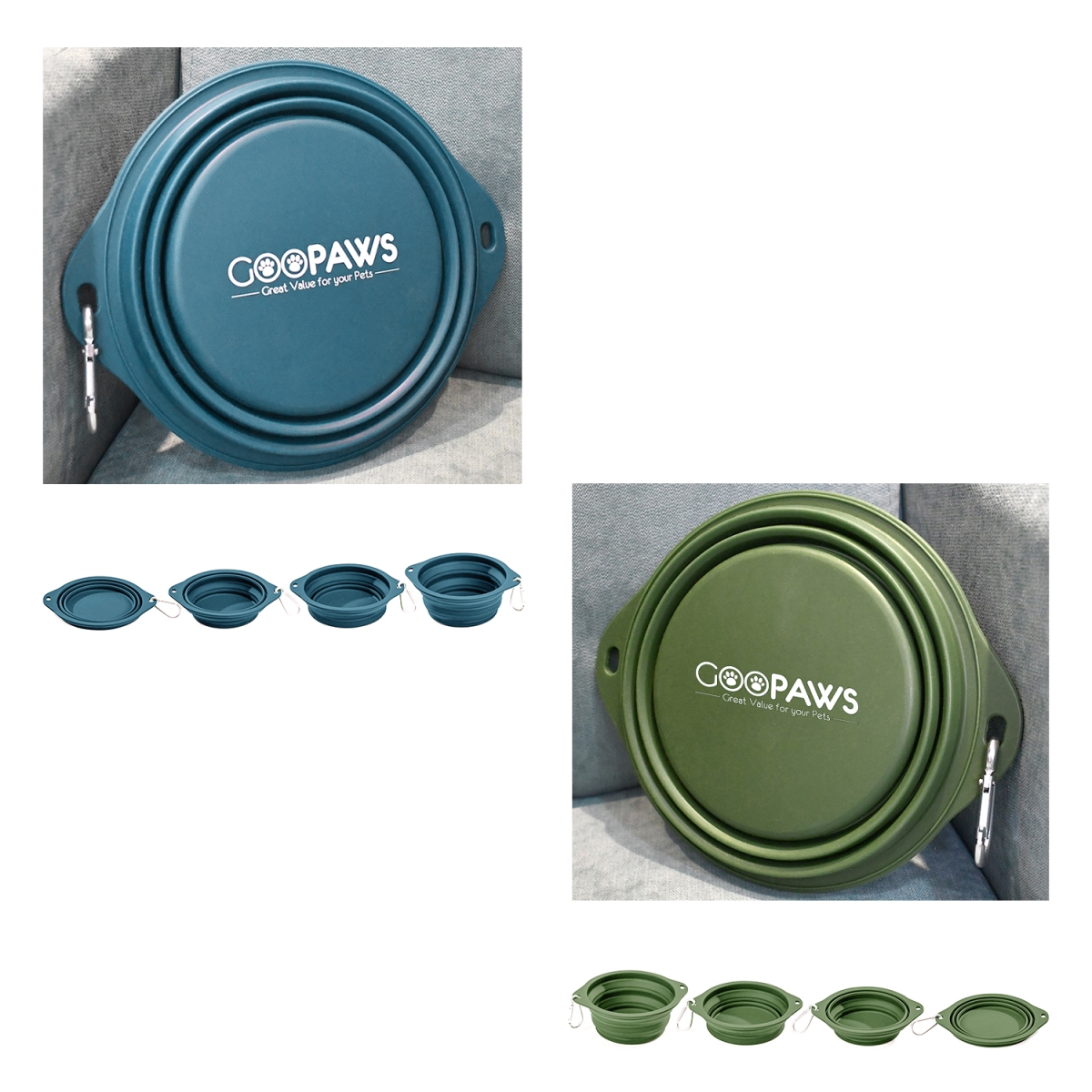 Picture of GOOPAWS GDB-16BLGN GOOPAWS GDB-16BKGR GOOPAWS 2 Pack Silicone Non-Skid Dog and Cat Bowl