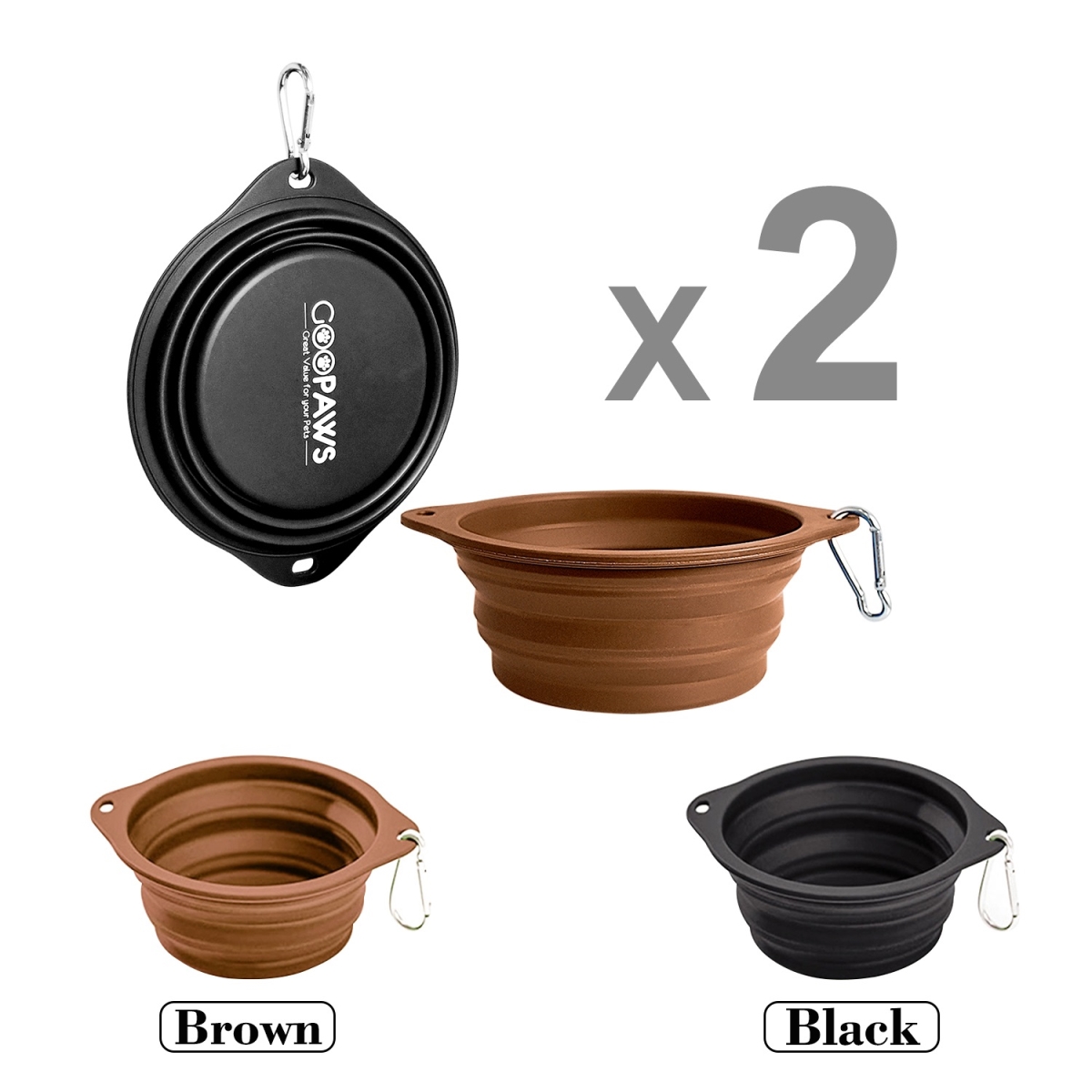 Picture of GOOPAWS GDB-16BKBR GOOPAWS GDB-16BKBR GOOPAWS 2 Pack Silicone Non-Skid Dog and Cat Bowl