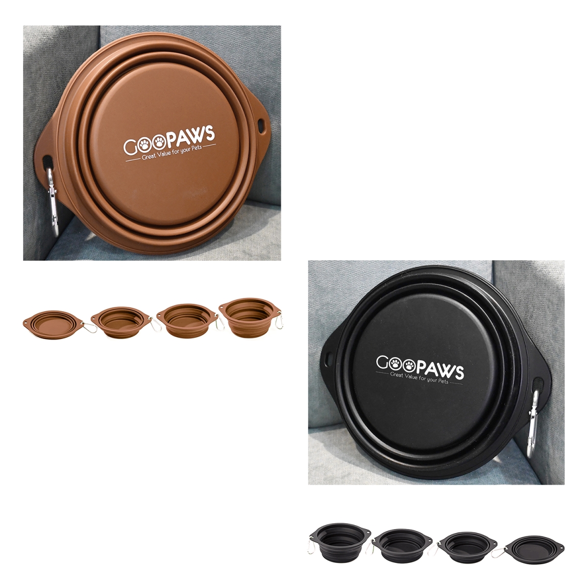 Picture of GOOPAWS GDB-16BKBR GOOPAWS GDB-16BKBR GOOPAWS 2 Pack Silicone Non-Skid Dog and Cat Bowl