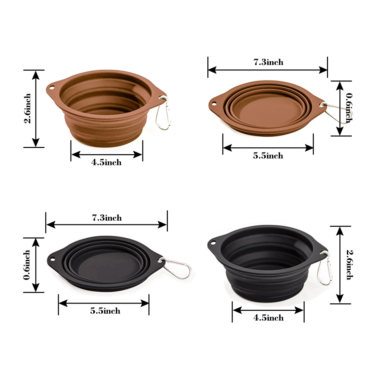 Picture of GOOPAWS GDB-16BKBR GOOPAWS GDB-16BKBR GOOPAWS 2 Pack Silicone Non-Skid Dog and Cat Bowl