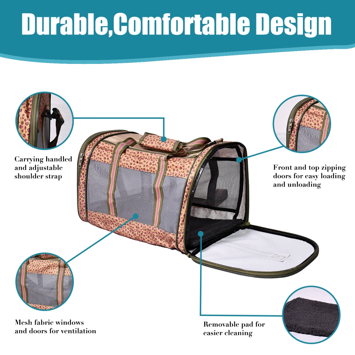 Picture of GOOPAWS PTC-1911CHP GOOPAWS Soft-Sided Kennel Pet Carrier for Small Dogs&#44; Cats&#44; Puppy&#44; Airline Approved Cat Carriers Dog Carrier Collapsible