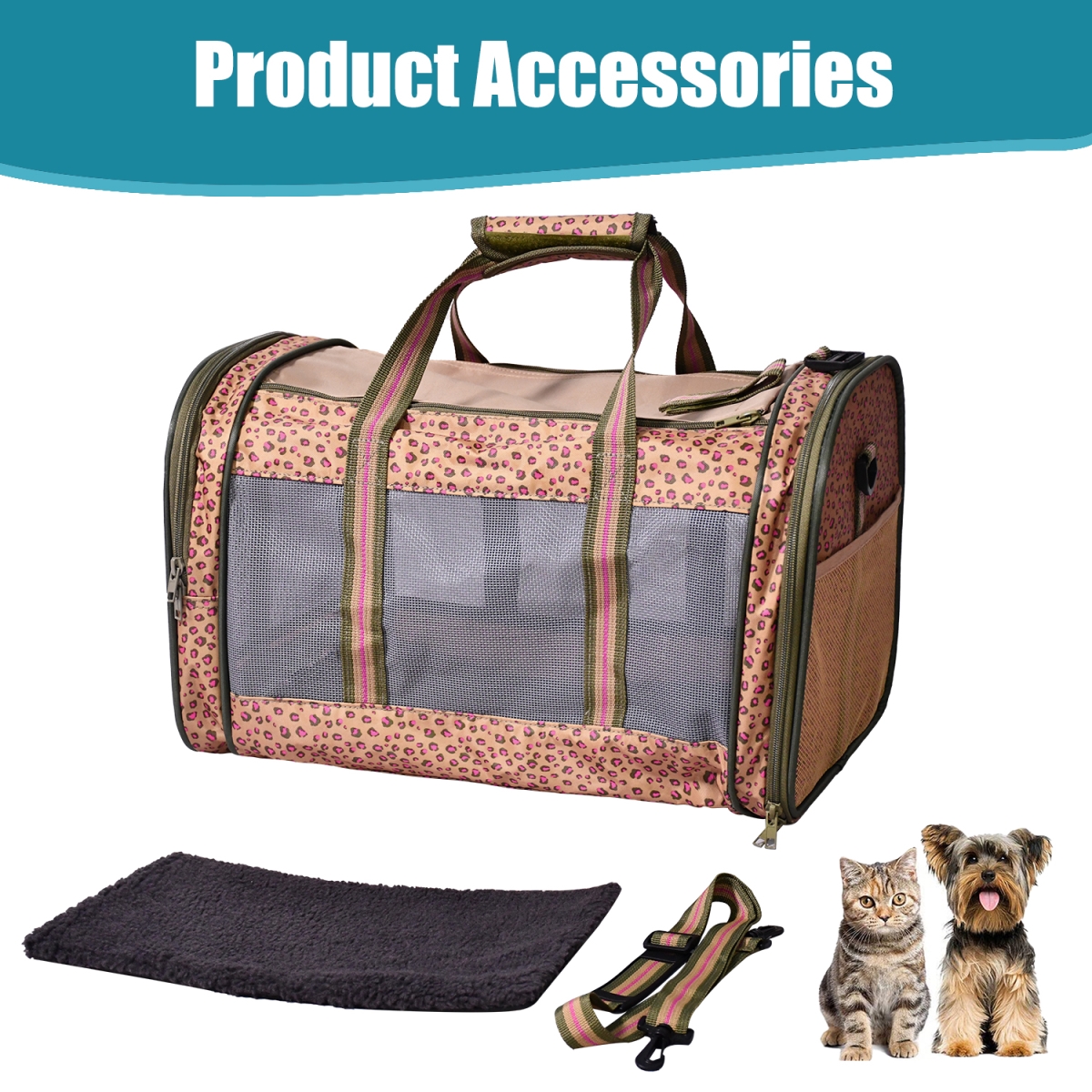 Picture of GOOPAWS PTC-1911CHP GOOPAWS Soft-Sided Kennel Pet Carrier for Small Dogs&#44; Cats&#44; Puppy&#44; Airline Approved Cat Carriers Dog Carrier Collapsible