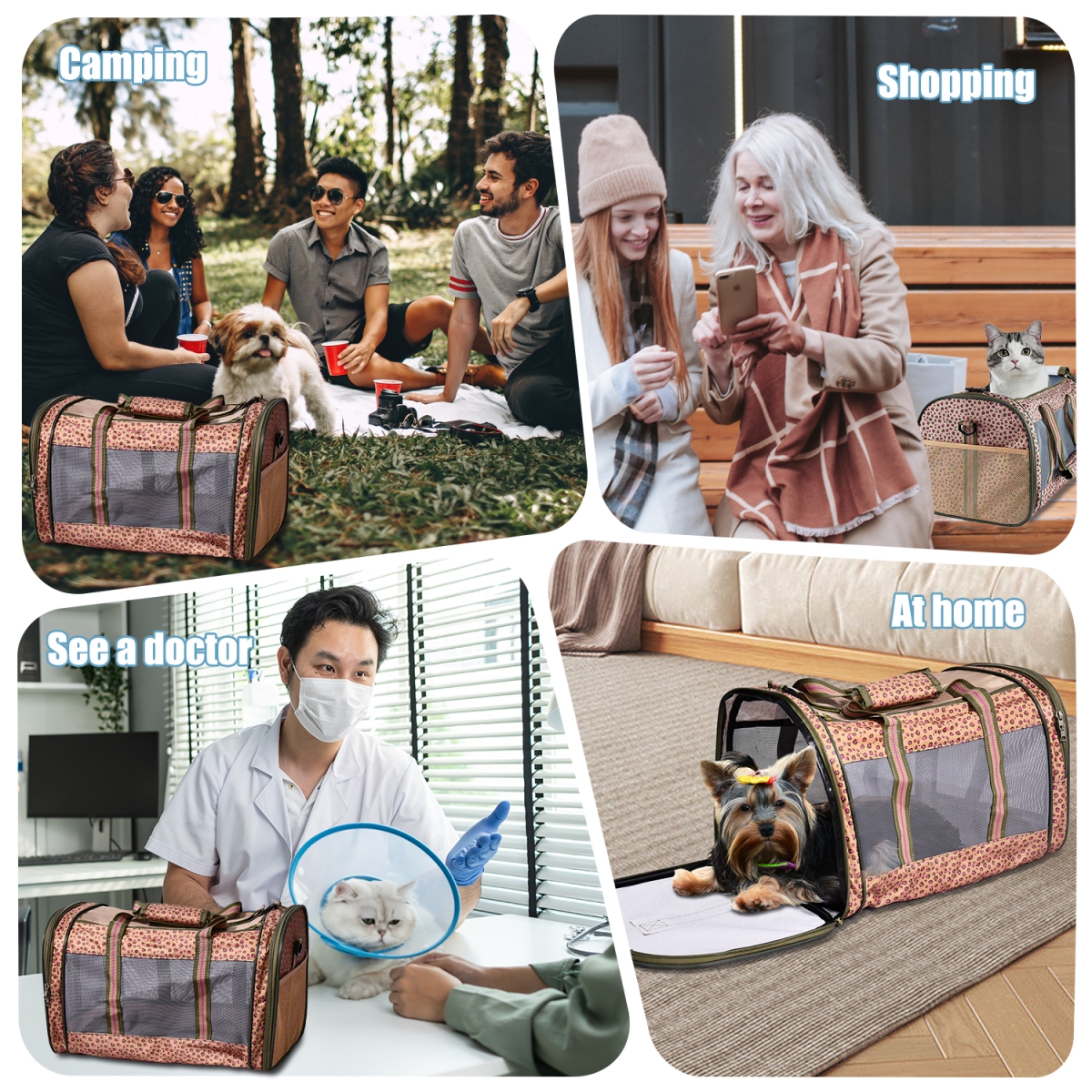 Picture of GOOPAWS PTC-1911CHP GOOPAWS Soft-Sided Kennel Pet Carrier for Small Dogs&#44; Cats&#44; Puppy&#44; Airline Approved Cat Carriers Dog Carrier Collapsible