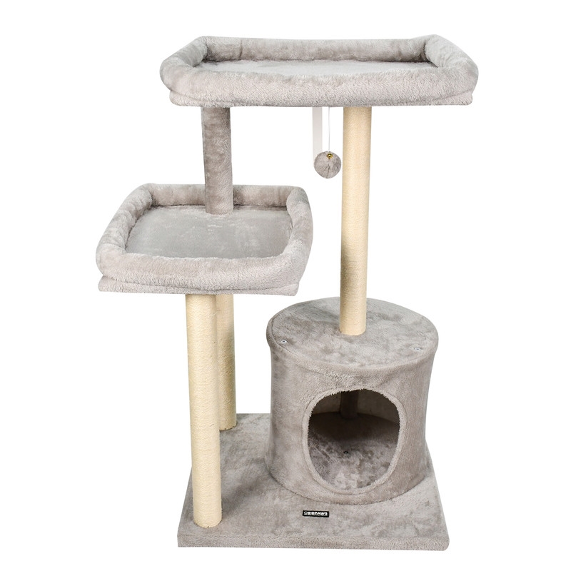 Picture of GOOPAWS SCF6184-LG GOOPAWS 3-Tier 59-in Faux Fur Cat Tree & Condo with Hammock&#44; Cream