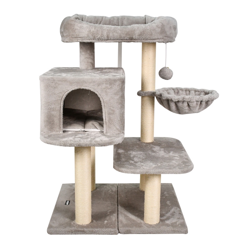 Picture of GOOPAWS SCF6214-LG GOOPAWS Multi-Level 60-in Faux Fur Cat Tree & Condo&#44; Dark Grey