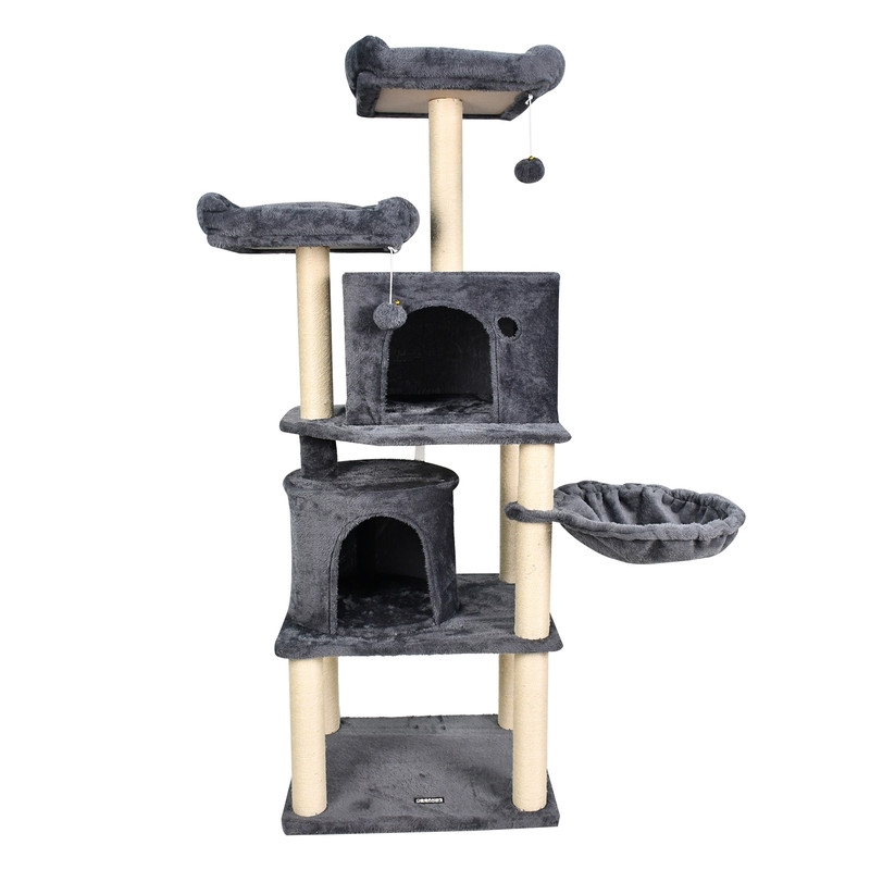 Picture of GOOPAWS SCF6210-BK GOOPAWS 27-in Faux Fur Cat Tree & Condo&#44; Grey
