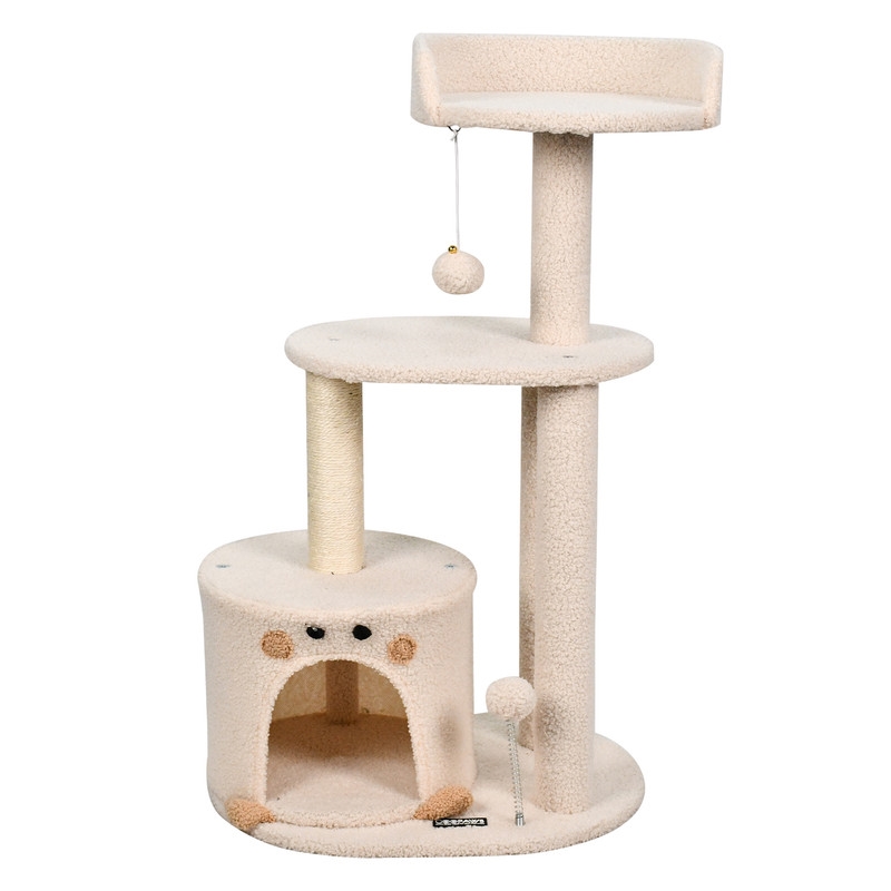 SCF6168-CR  Multi-Level 73-in Faux Fur Cat Tree & Condo, Grey