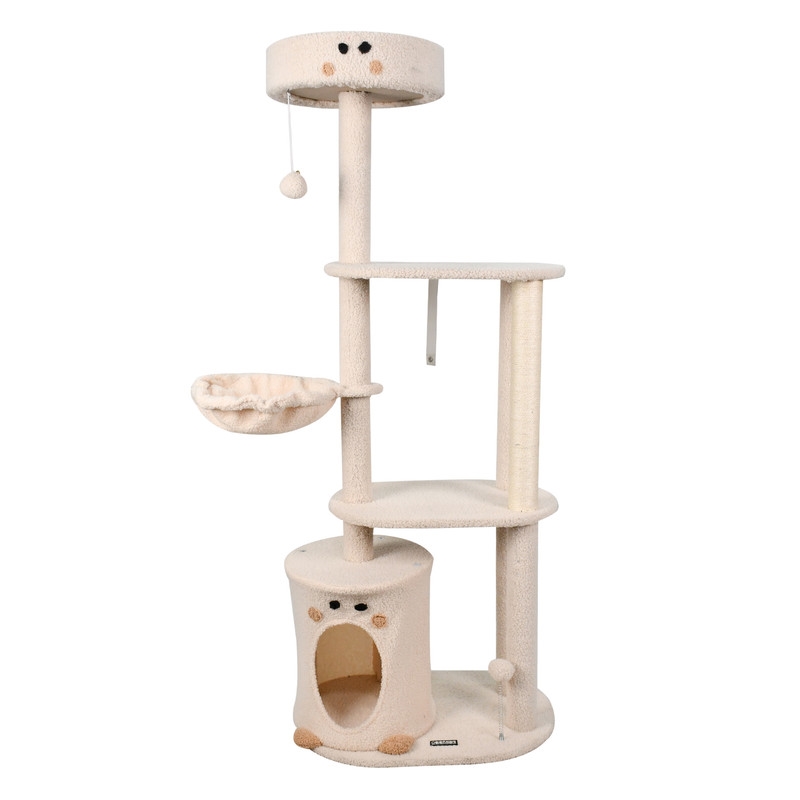 Picture of GOOPAWS SCF6170-CR GOOPAWS 34-in Faux Fur Top Perch Cat Tree & Condo&#44; Sage Green