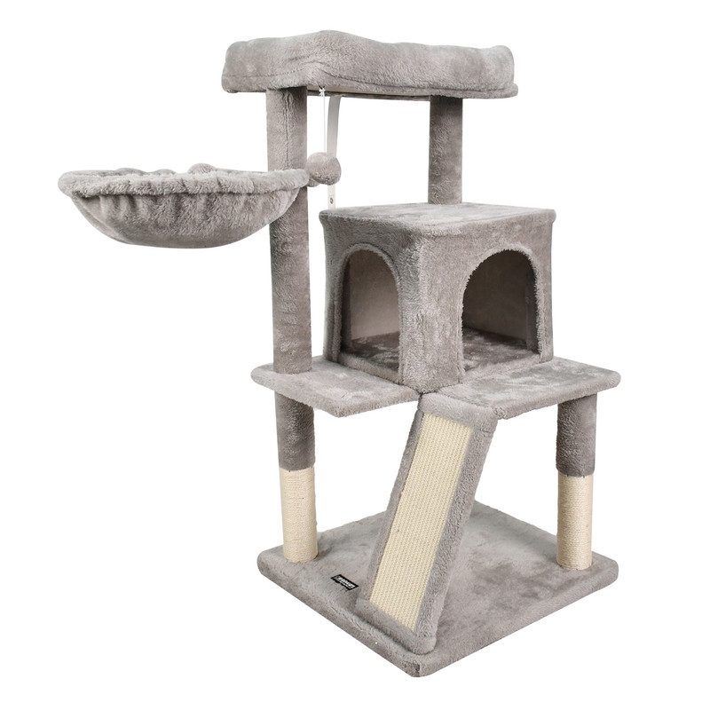 Picture of GOOPAWS SCF6216-LG GOOPAWS 53-in Faux Fur Top Perch Cat Tree & Condo&#44; Grey