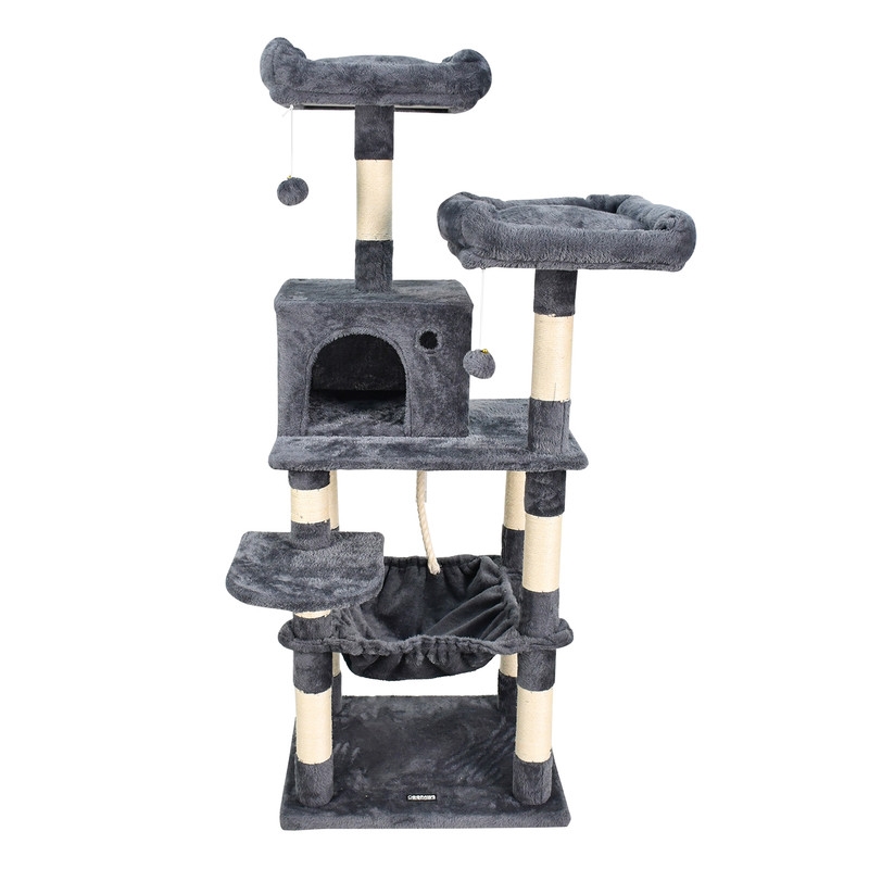 Picture of GOOPAWS SCF6198-BK GOOPAWS 58-in Faux Fur Cat Tree & Condo&#44; Grey