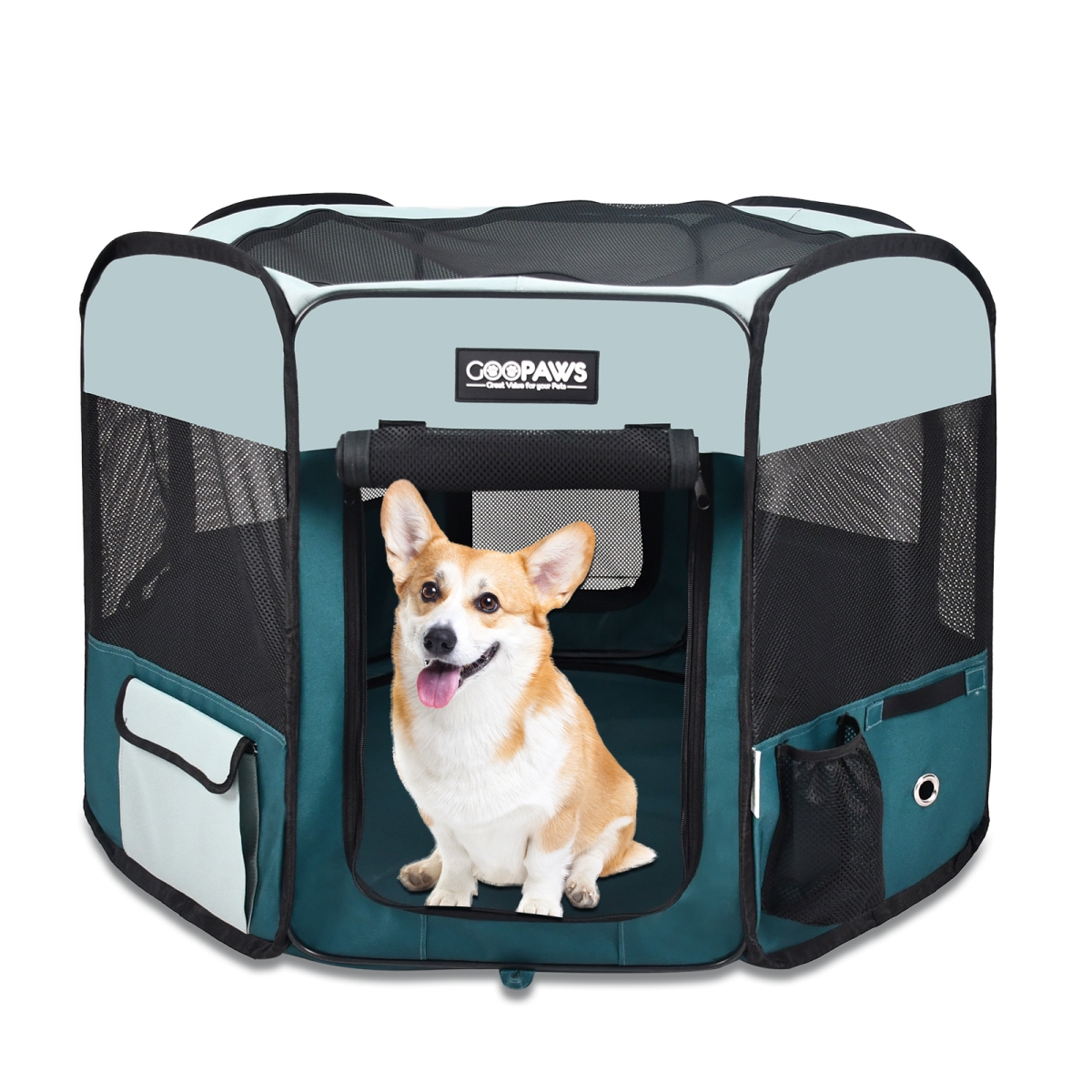 PPP-45DBU  Soft-Sided Dog & Cat Playpen, Teal Blue, 45-in