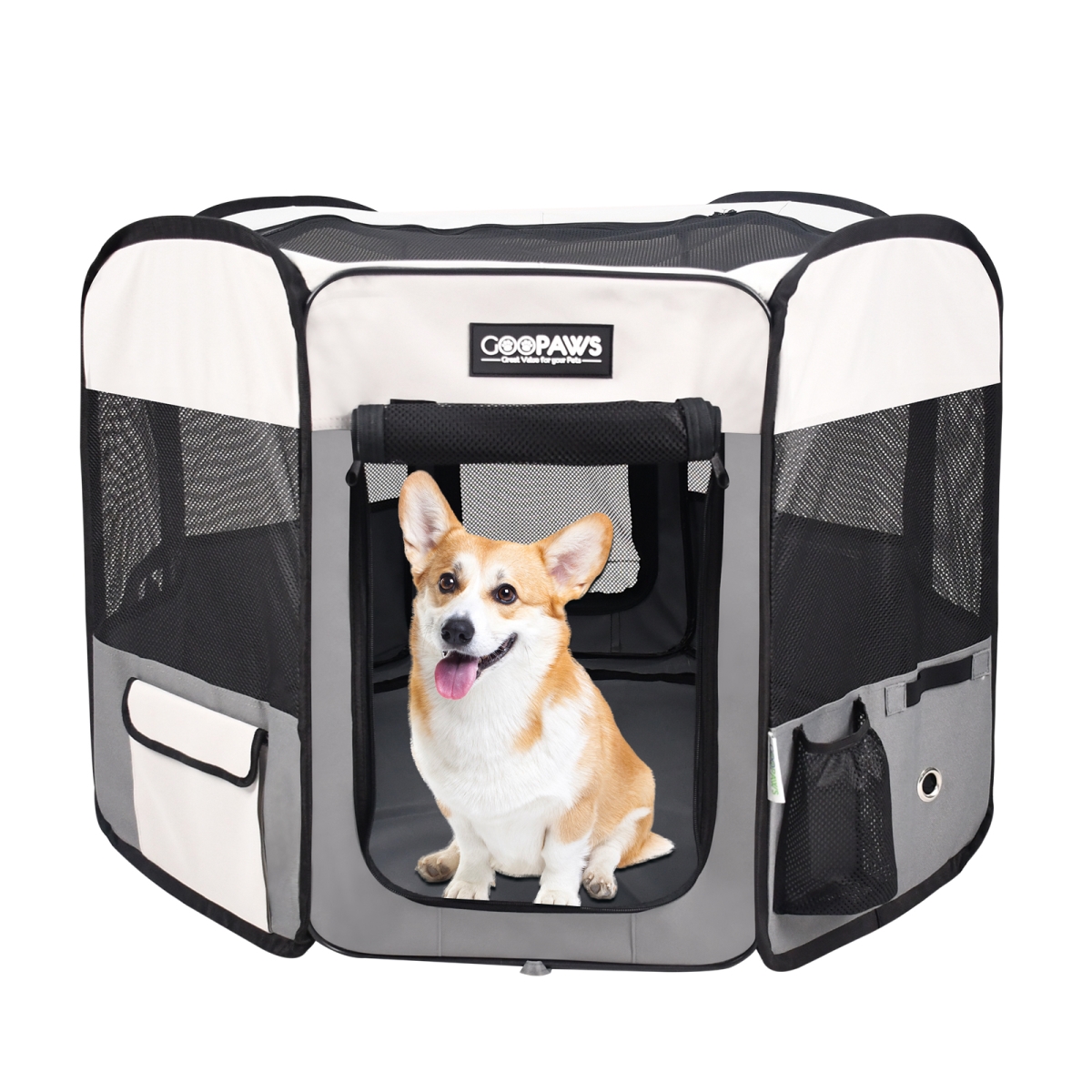 PPP-45LG  Soft-Sided Dog & Cat Playpen, Light Grey, 45-in
