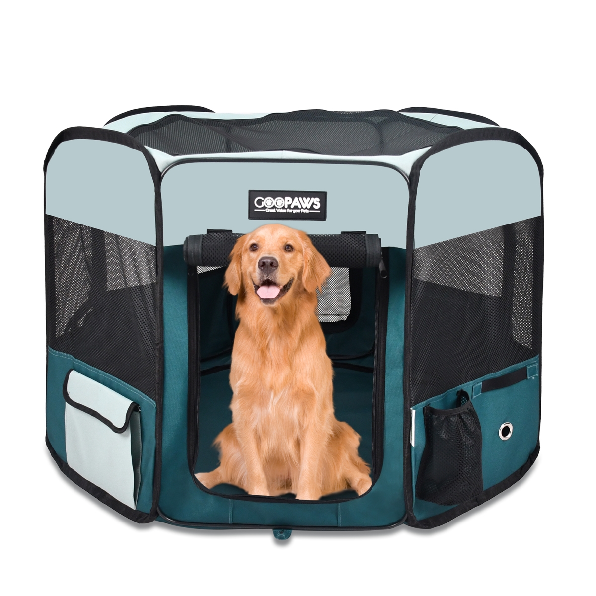 PPP-61DBU    Soft-Sided Dog & Cat Playpen, Teal Blue, 61-in