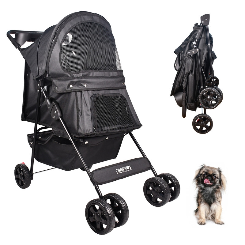 SDS-1203BK  4 Wheel Dog Stroller, 36-in, Black