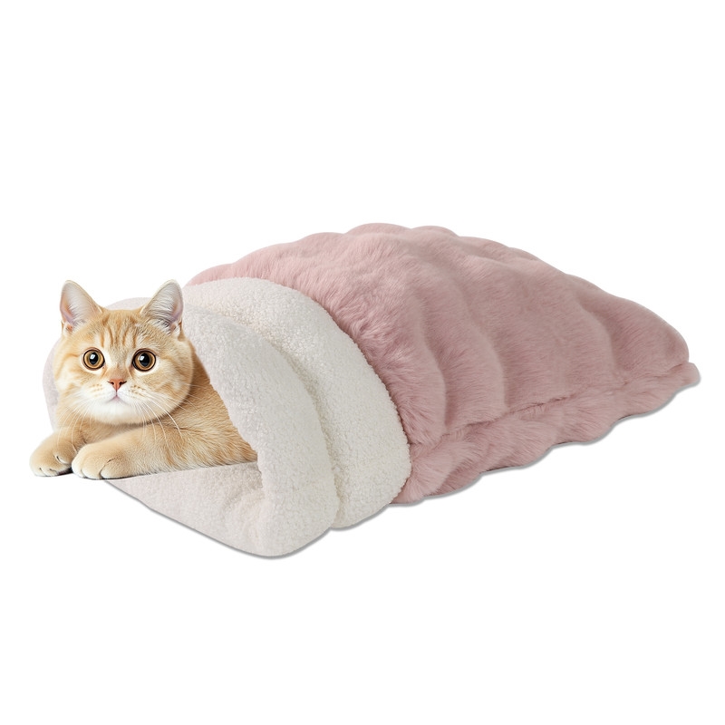 CBD-2117PK  4 in 1 Self Warming Cat Sack Bed Cave, Pink