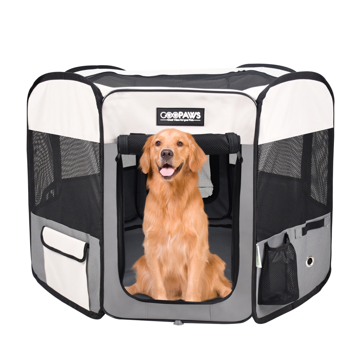 PPP-61LG  Soft-Sided Dog & Cat Playpen, Light Grey, 61-in