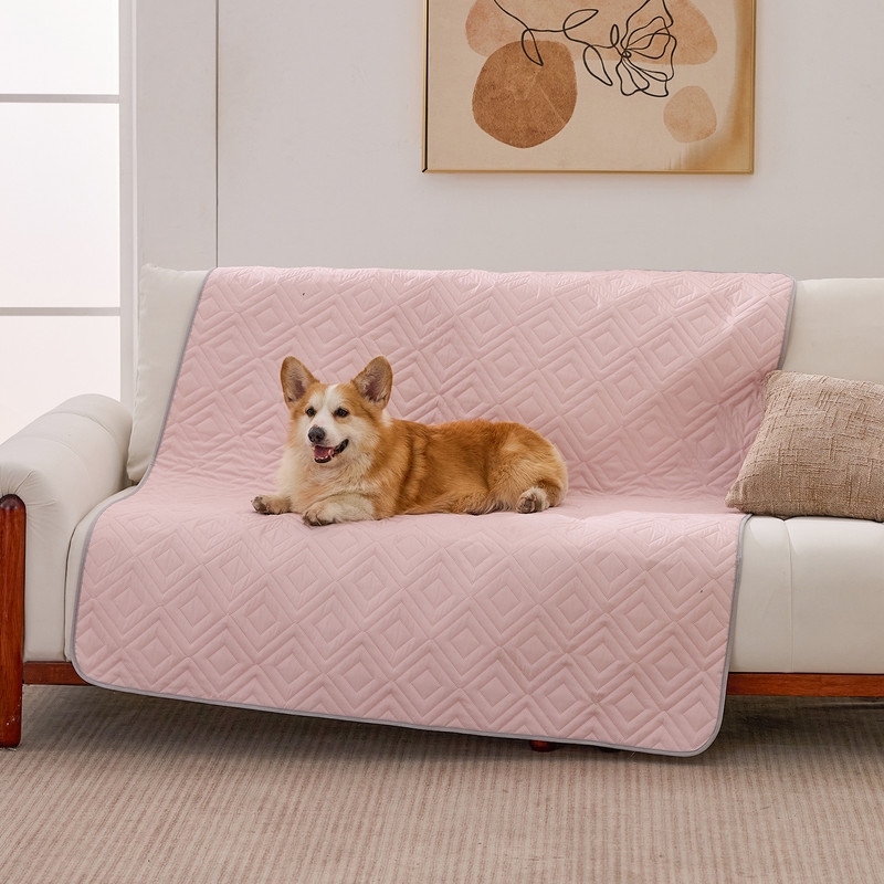 Waterproof Dog Bed Cover, Non-Slip Couch Furniture Protector, Pee Proof Pet Hair Resistant Blanket, Pink, 50' x 60'