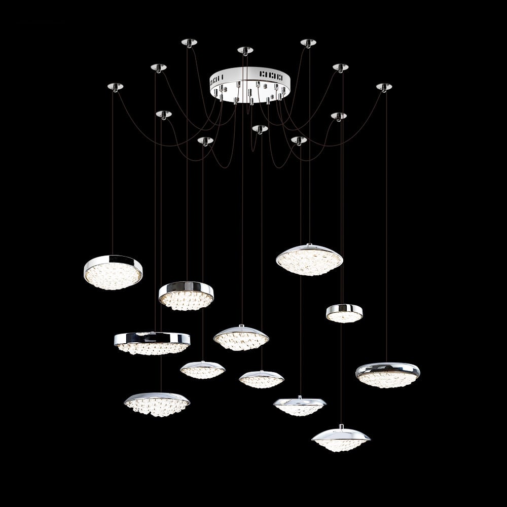 96649S22 55 in. Galaxy Collection Crystal Chandelier - Silver