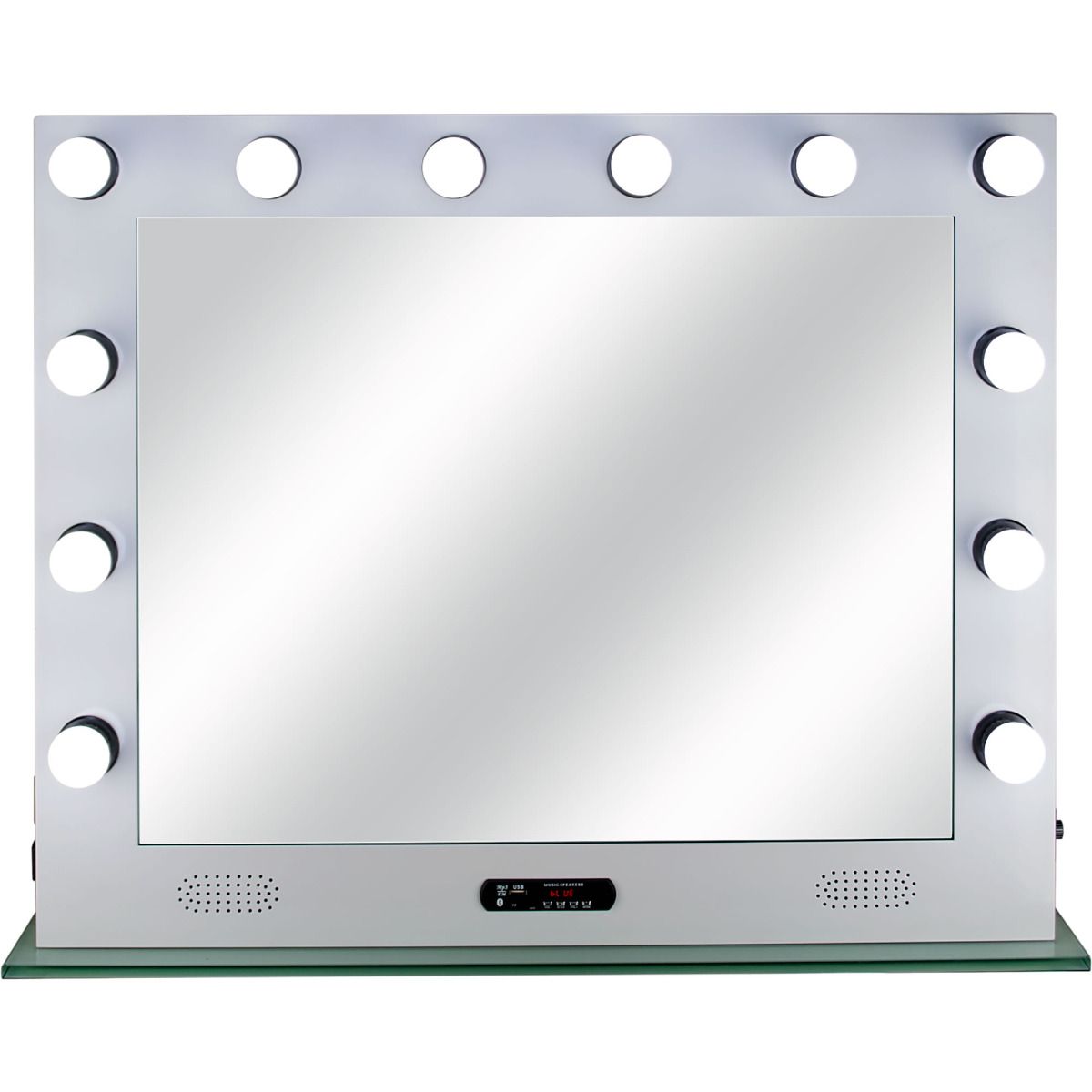 Picture of Ver Beauty VL002-126 12 Dimmable LED Light Metal Body & Glass Base Hollywood XL Vanity Mirror with Bluetooth&#44; White