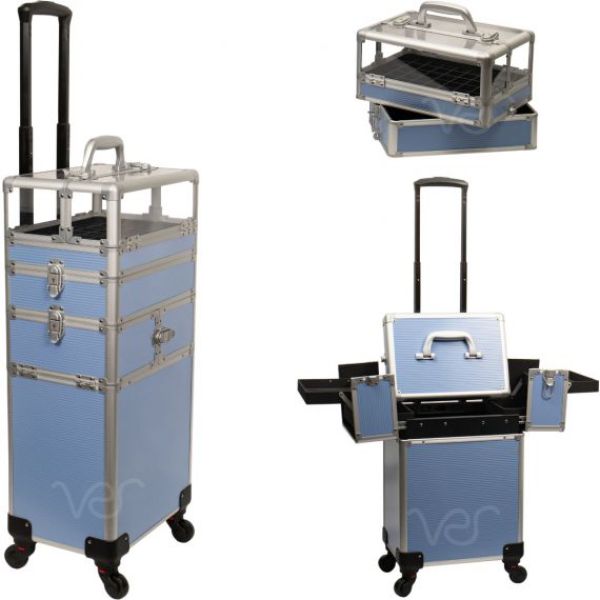 JMT002-620 Lavender Stripe Pro Makeup Rolling Case