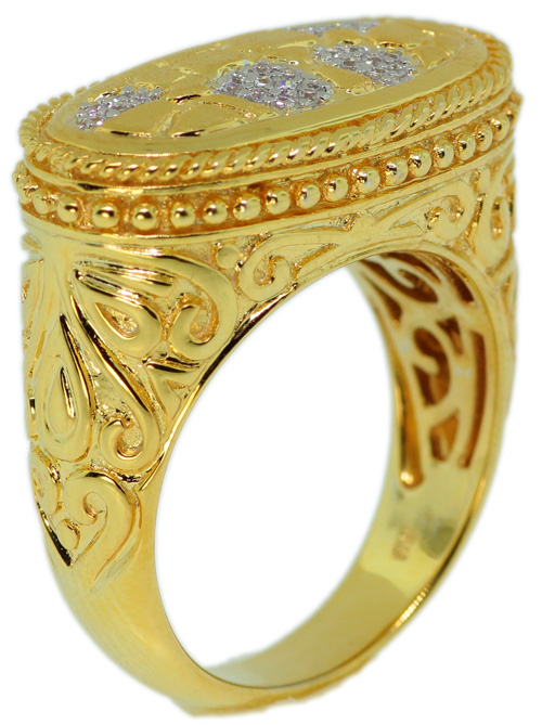 Picture of 925 Sterling Silver Gold Plated With Micro Pave CZ Ring - FNCDLS05