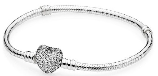 17 cm Pave Heart Bracelet - Silver - 17 cm
