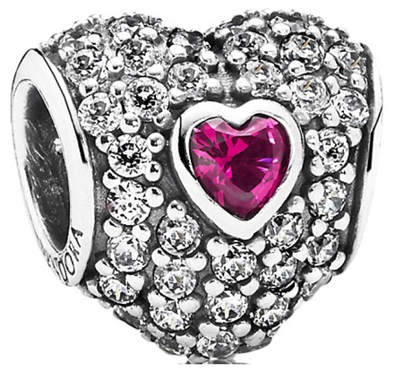 In My Heart Clear CZ & Synthetic Ruby Charm - Red