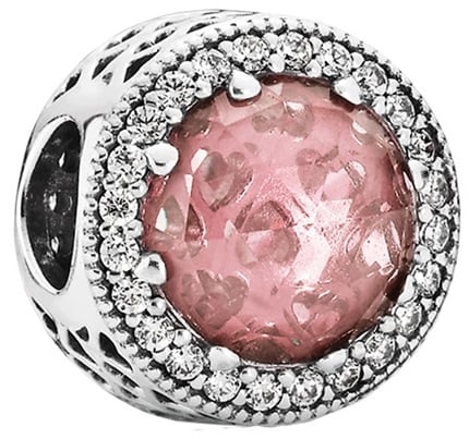 791725NBP Abstract Silver Charm with Blush Pink Crystal & Clear Cubic Zirconia