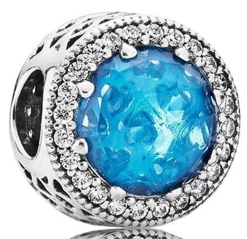 Abstract Silver Charm with Sky Blue Crystal & Clear Cubic Zirconia - Sky Blue