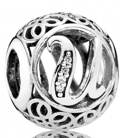 791865CZ Vintage U Clear CZ Charm