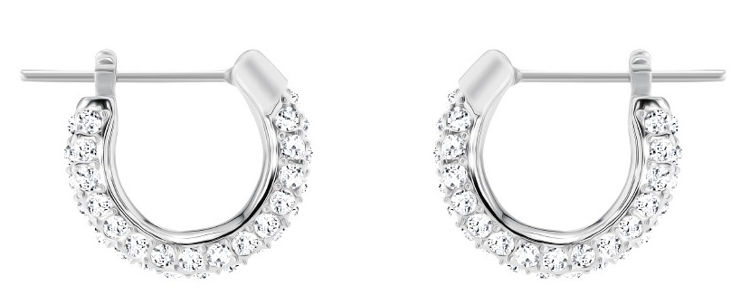 5446004 Stone Pierced Hoop Earrings, Silver
