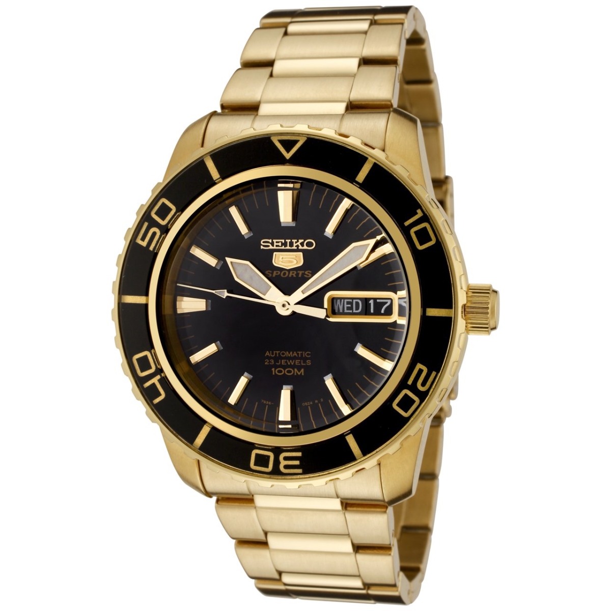 Seiko SNZH60K1 5 Automatic Gold-Tone Watch for Mens, ...