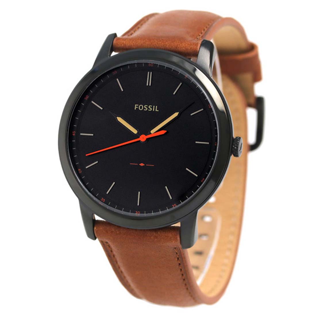Black Dial Minimalist Leather Watch for Mens -  Fossil, FO312868