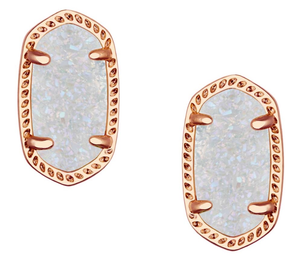 4217714298 Ellie Rose Gold Stud Earrings  Iridescent Drusy