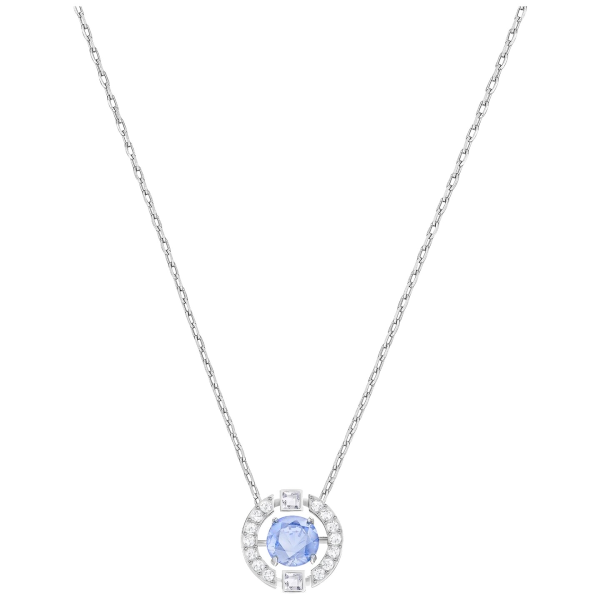 Picture of Swarovski 5279425 Sparkling Dance Round Necklace, Rhodium Plated - Blue