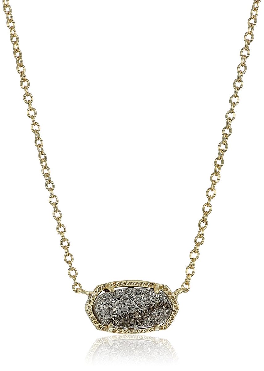 Kendra Scott Elisa Pendant Necklace for Women, Fashion Jewelry, 14k Gold-Plated, Platinum Drusy