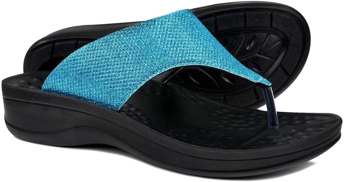 Picture of Aerothotic L0804-BLU-6 Comfortable Orthopedic Arch Support Flip-Flops & Sandals for Women&#44; Jewel Blue - Size 6