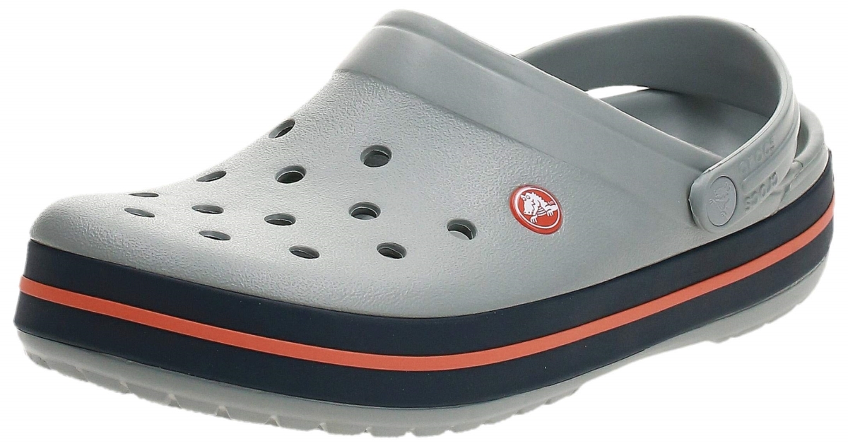 Crocband Clogs for Unisex, Light Grey & Navy - Size Men 5 & Women 7