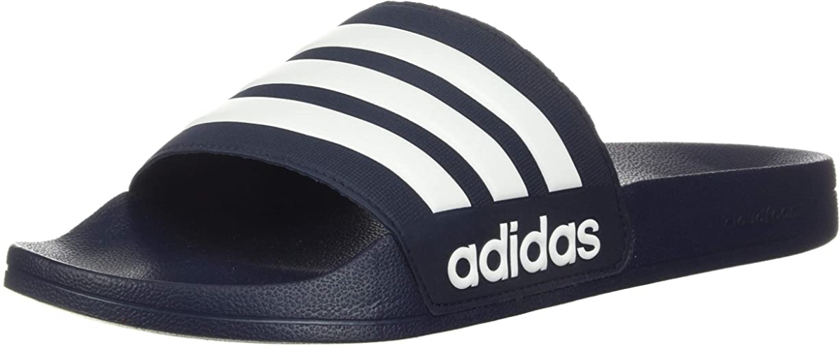 Picture of Adidas AQ1703-4 Mens Adilette Shower Slide Sandal&#44; White & Collegiate Navy - Size 4