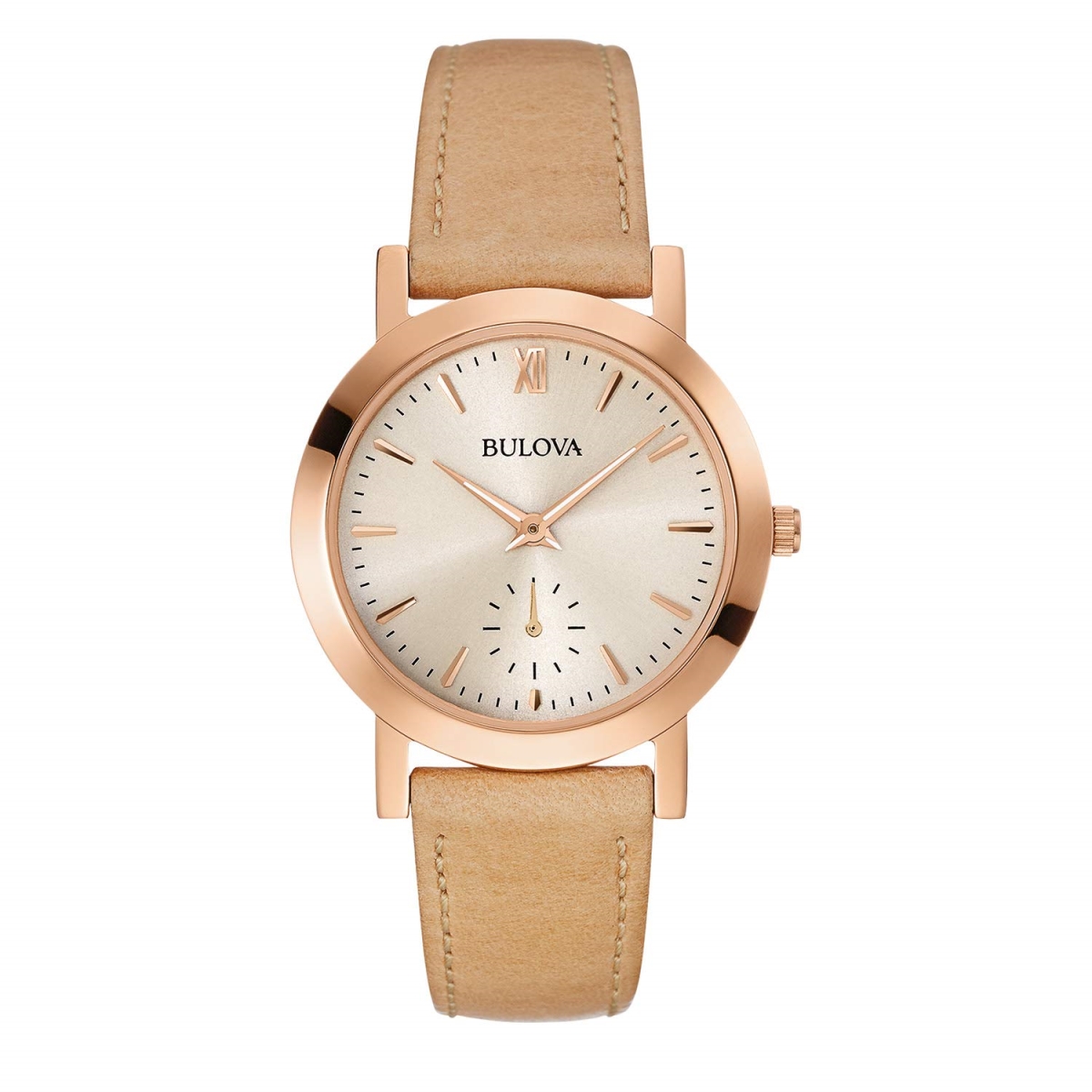 Picture of Bulova 97L146 Classic Rose Camel Leather Watch for Ladies&#44; Gold-Tone