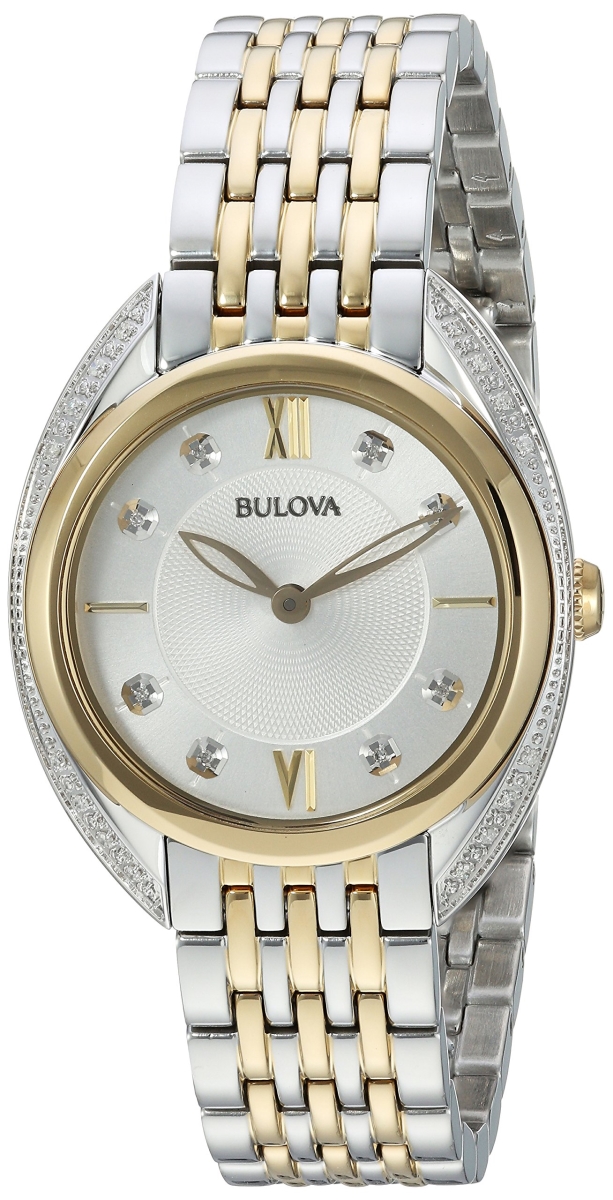 Picture of Bulova 98R229 28 mm Diamond Two-Tone Ladies Watch&#44; Silver & Gold