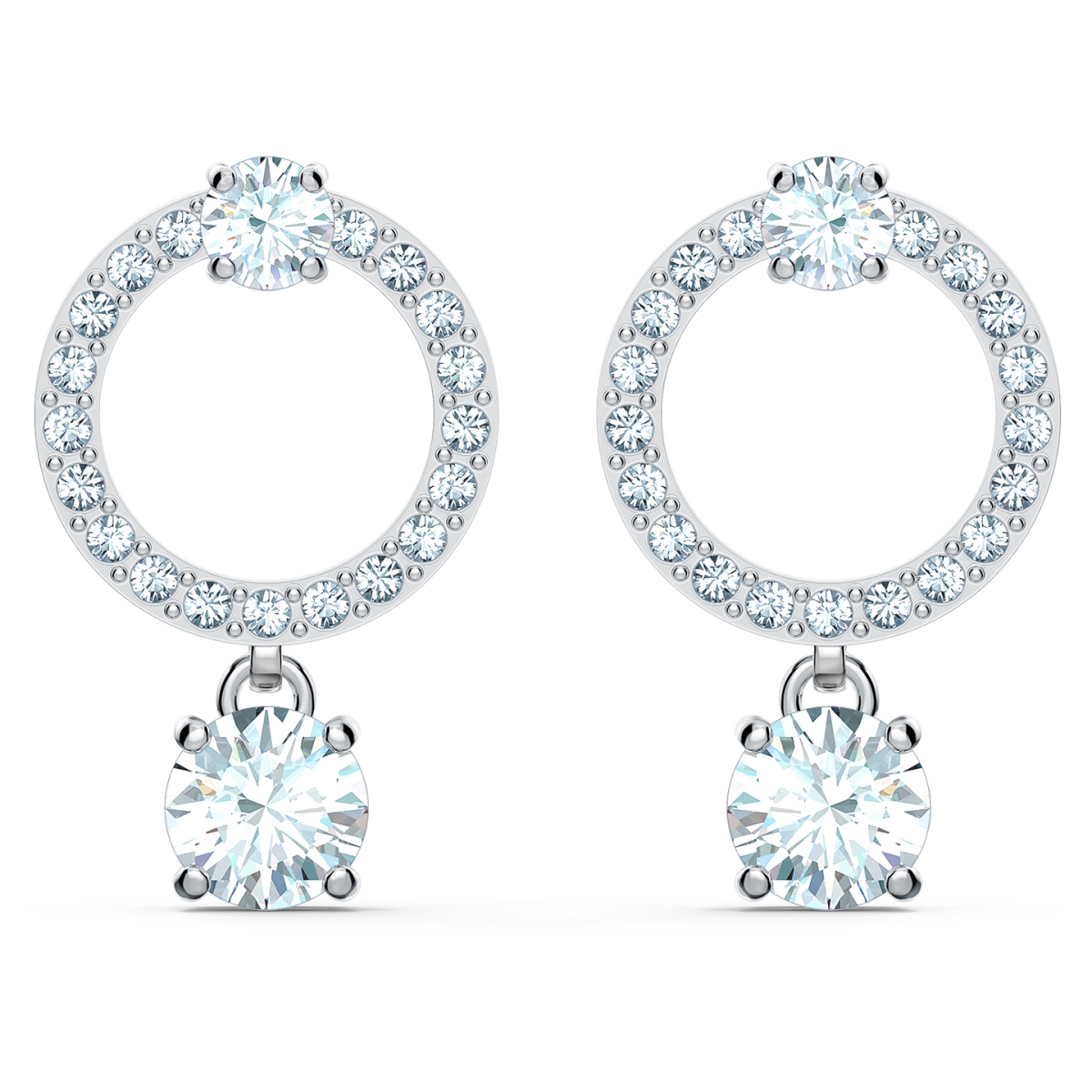 Picture of Swarovski 5563278 Ladies Attract Circle Pierced Earrings&#44; White - Rhodium Plated