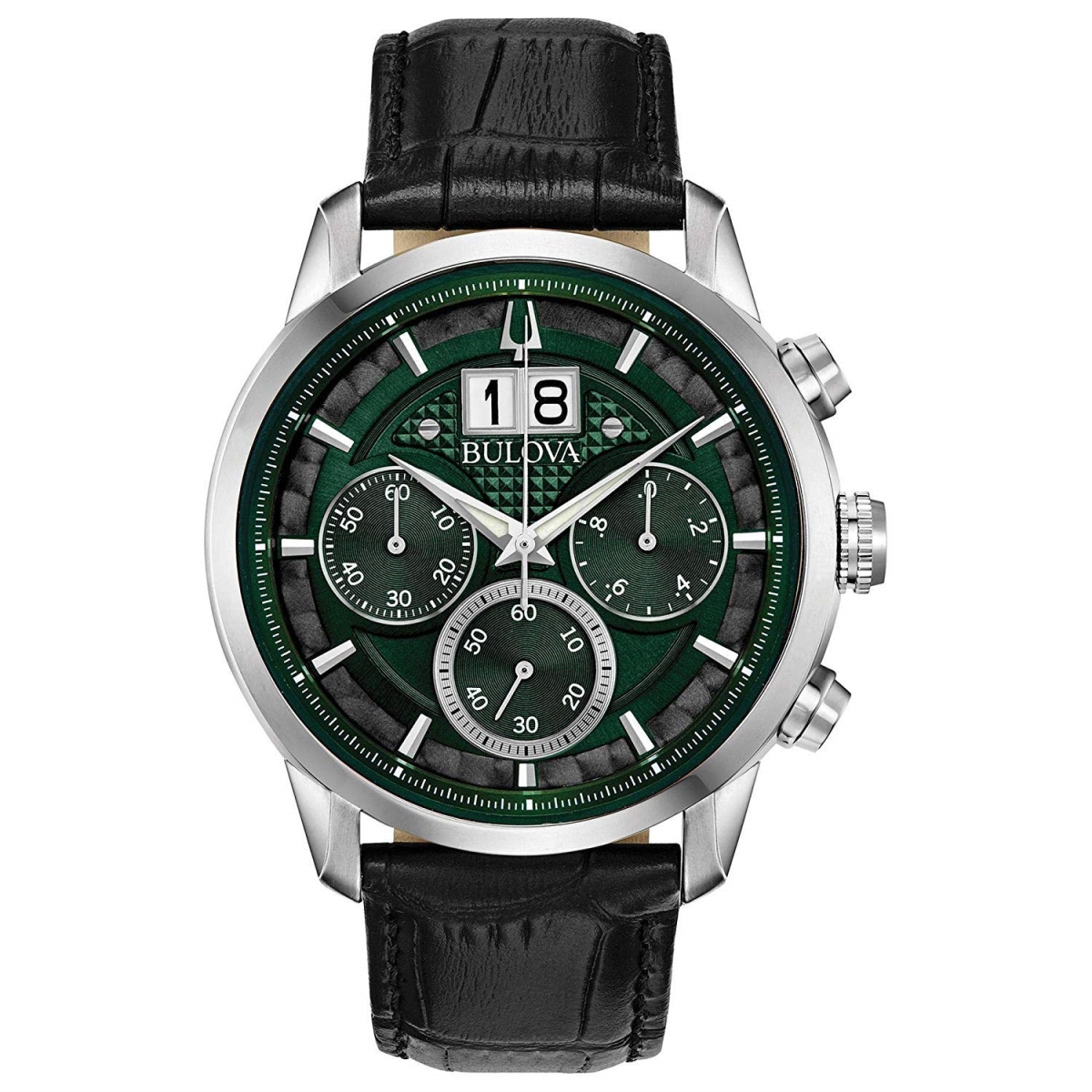 Picture of Bulova 96B310 Sutton Leather Chronograph Watch for Mens&#44; Stainless Steel