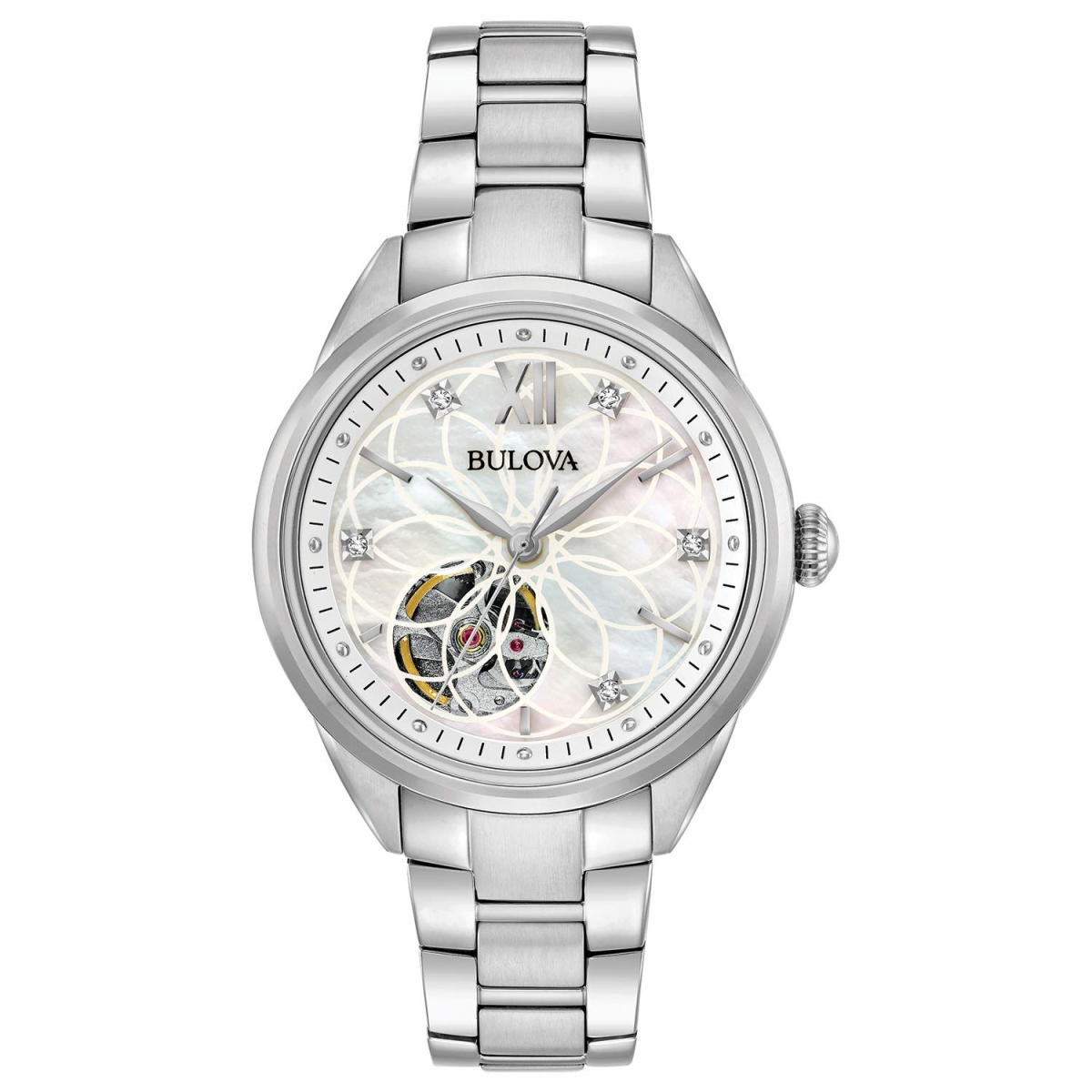 Picture of Bulova 96P181 Sutton Automatic Diamond Watch for Ladies&#44; Stainless Steel