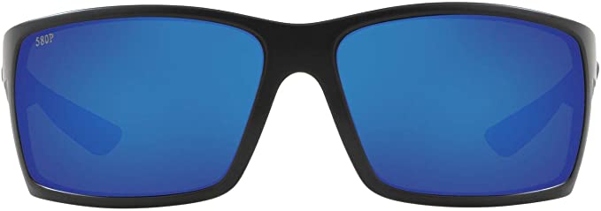 64 mm Reefton Polarized Rectangular Sunglasses for Mens, Blackout & Blue Mirrored -  Costa Del Mar, CO1005823
