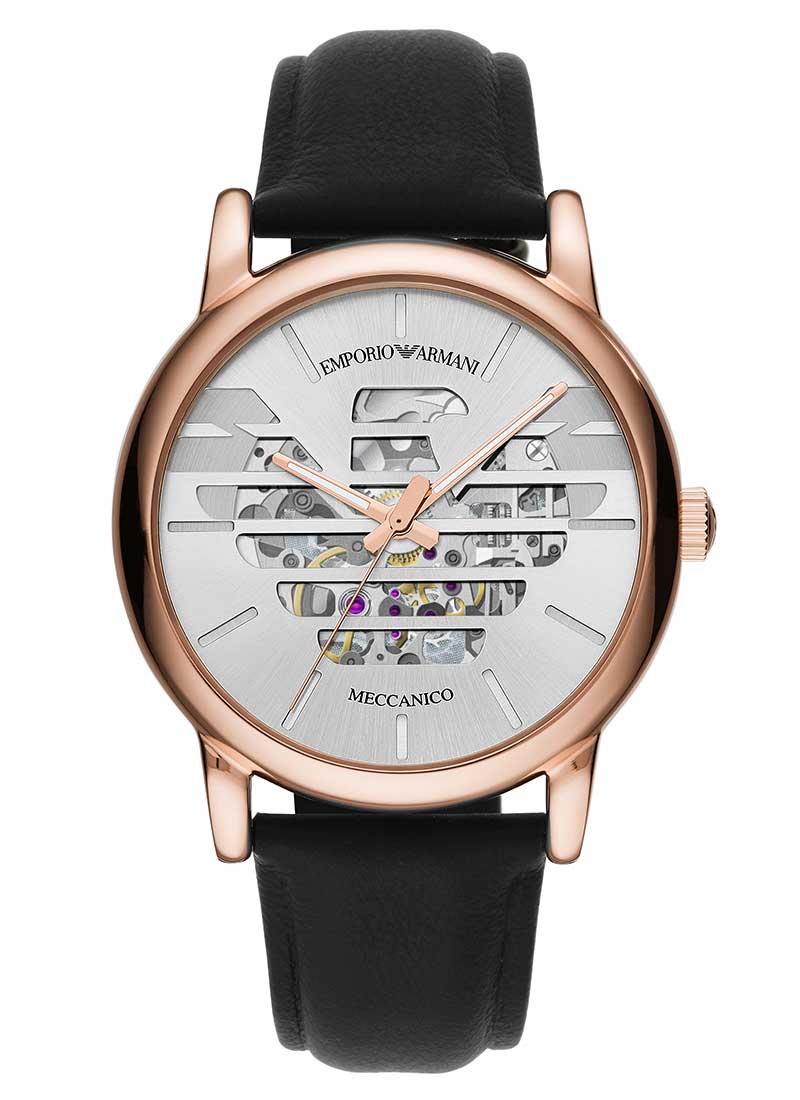 Picture of Emporio Armani AR60031 43 mm Rose Gold-Tone Leather Automatic Watch for Mens, Stainless Steel