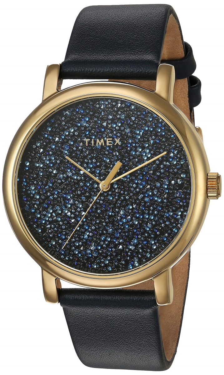 TW2R98100 38 mm Celestial Opulence Leather Watch for Womens, Stainless Steel