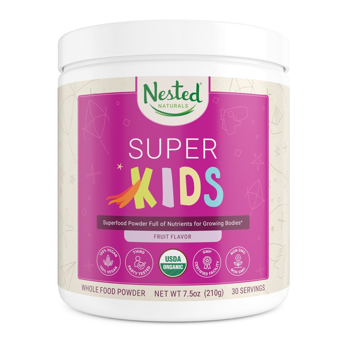 Picture of Nested Naturals SUPERKIDS Nested Naturals Super Kids - 100 Percent Usda Organic Vegan Superfood Powder for Kids