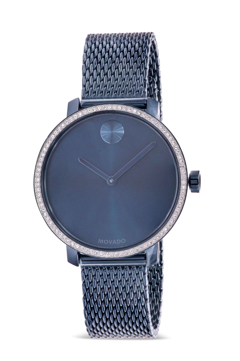 3600780 Bold Shimmer Blue Ion-Plated Mesh Ladies Watch, Rose Gold -  Movado
